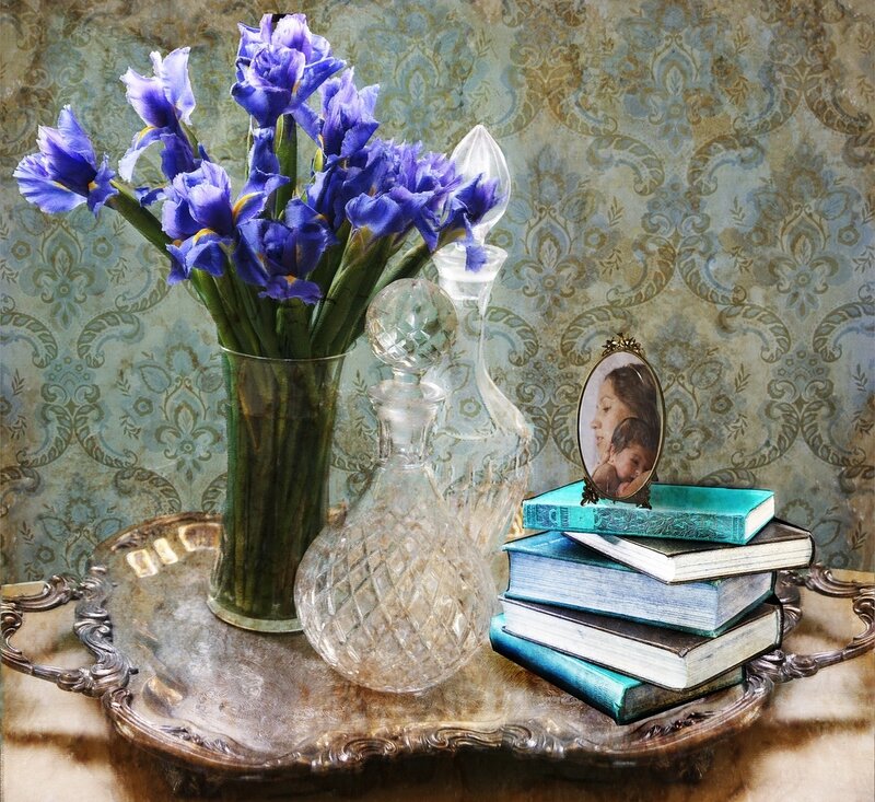 Vase of Purple Irises