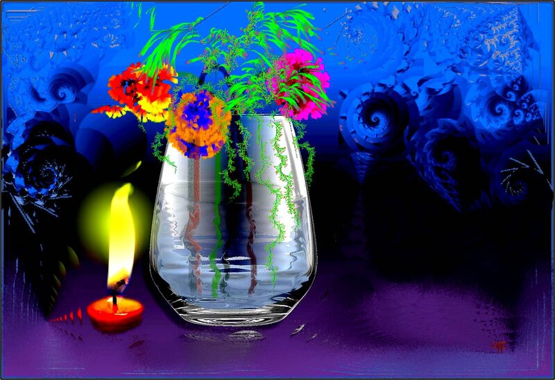 Vase with Flowers and Candle