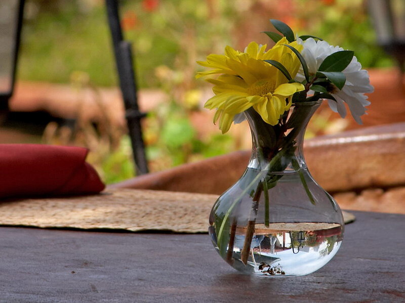 Vase with Flowers on Table — Yellow