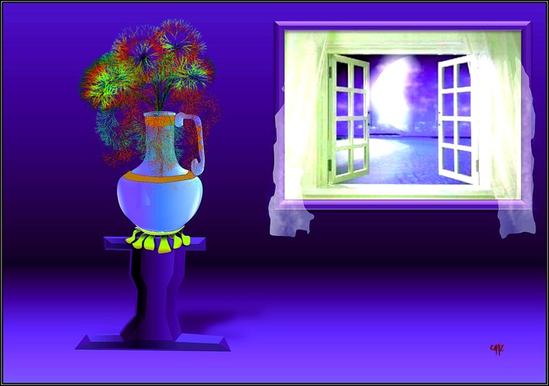 Vase with Flowers — Purple, Dreamy