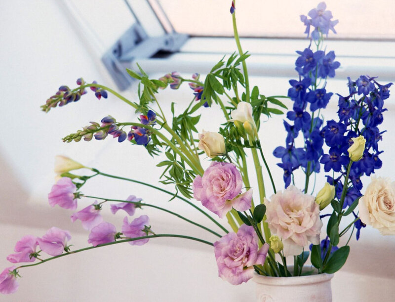 vase with mixed flowers