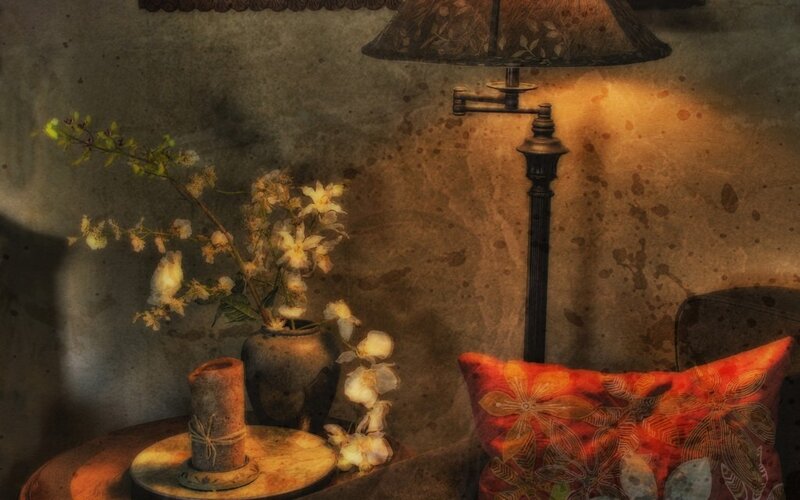 Vase with White Flowers