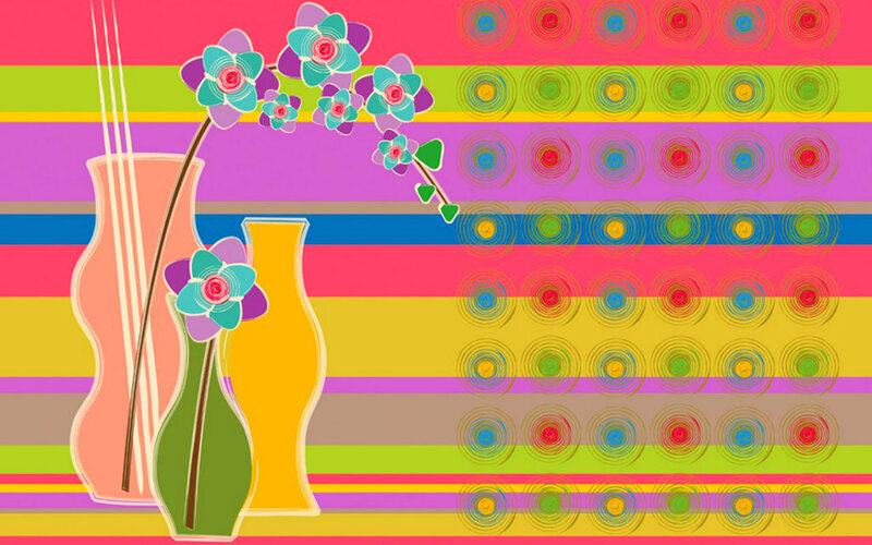 Vases with Flowers — Pink, Colorful