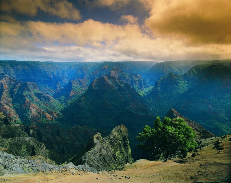 Vast canyon under dramatic sky