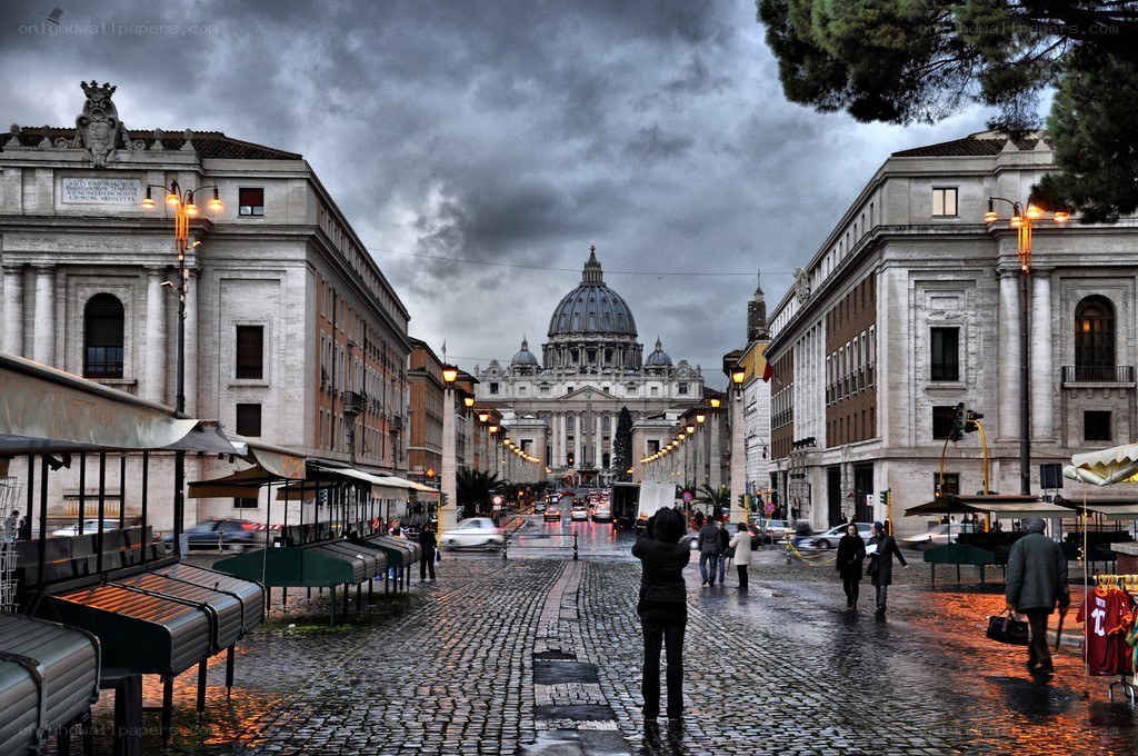 Vatican City on a rainy day