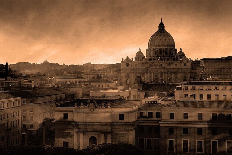 Vatican City skyline at dusk