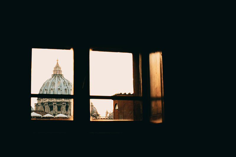 Vatican dome through window