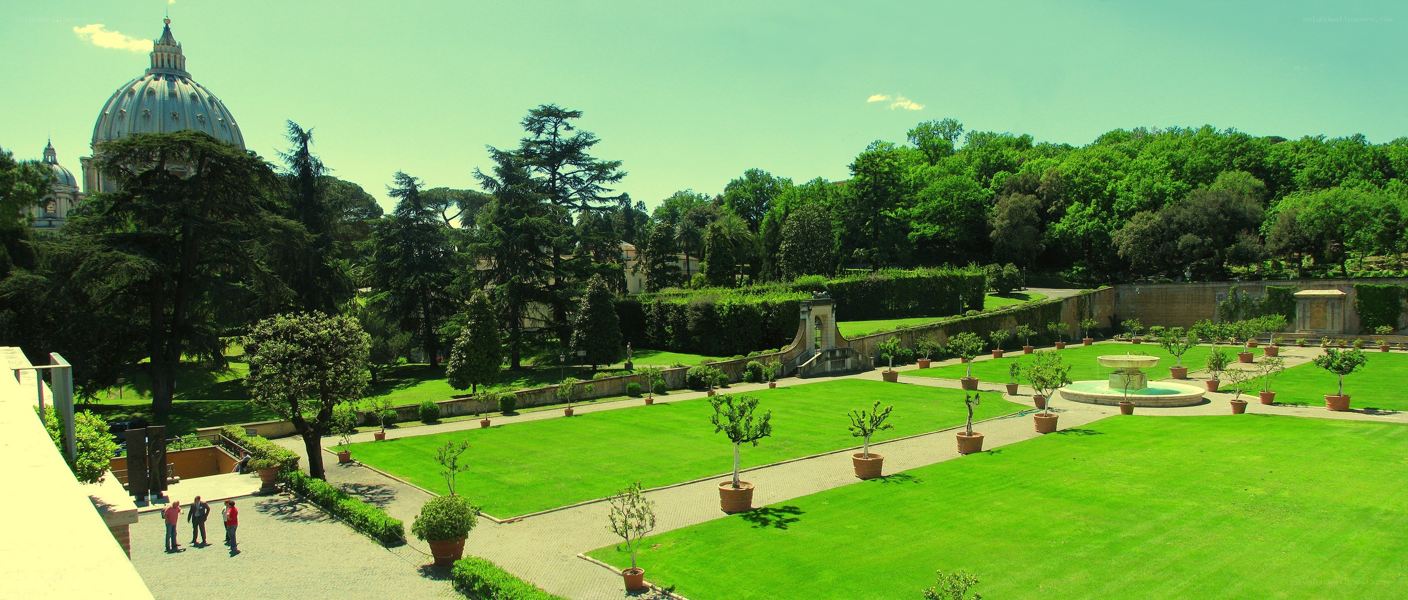 Vatican Gardens with St. Peter's Basilica