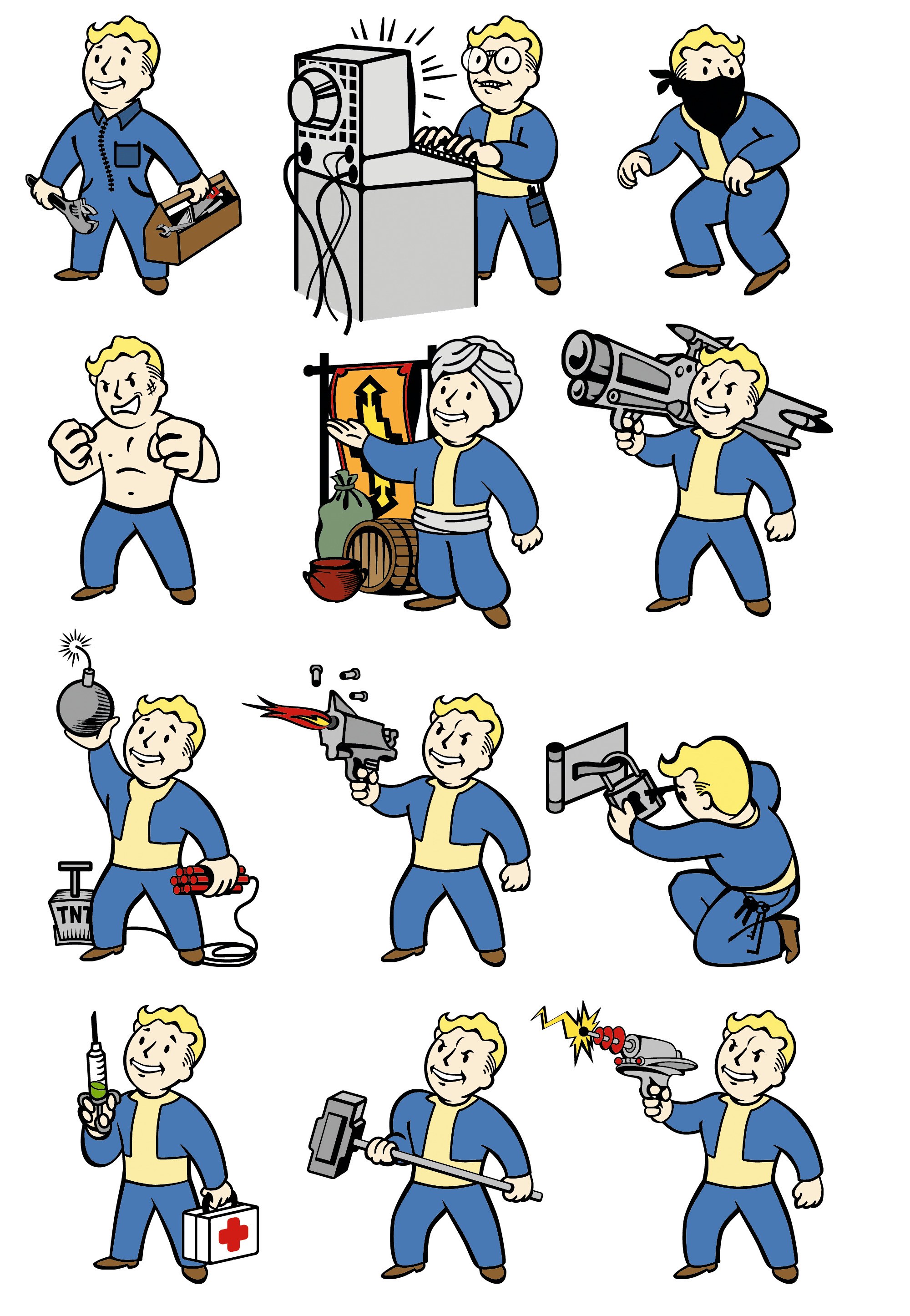 Vault Boy action poses