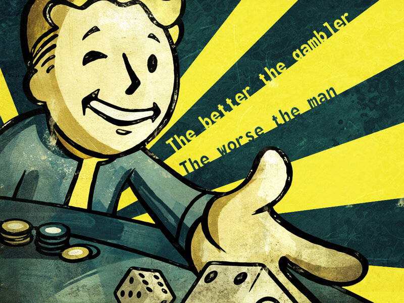 Vault Boy at a gambling table