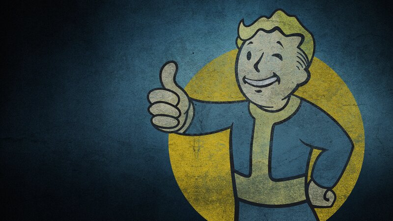 Vault Boy Character — Blue, Confident, Illustration, Thumbs Up, Yellow Circle