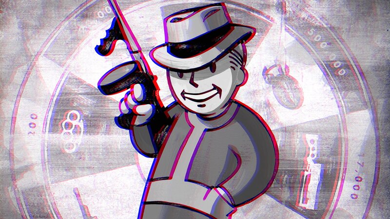 Vault Boy Holding Gun — Gray