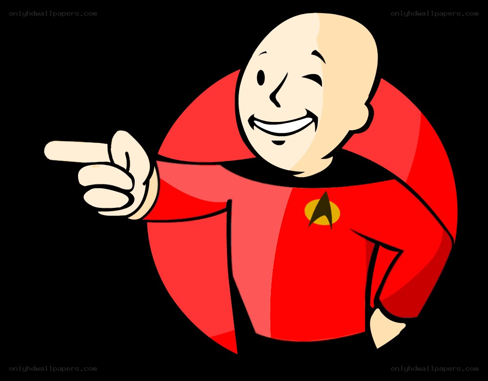 Vault Boy in Star Trek uniform