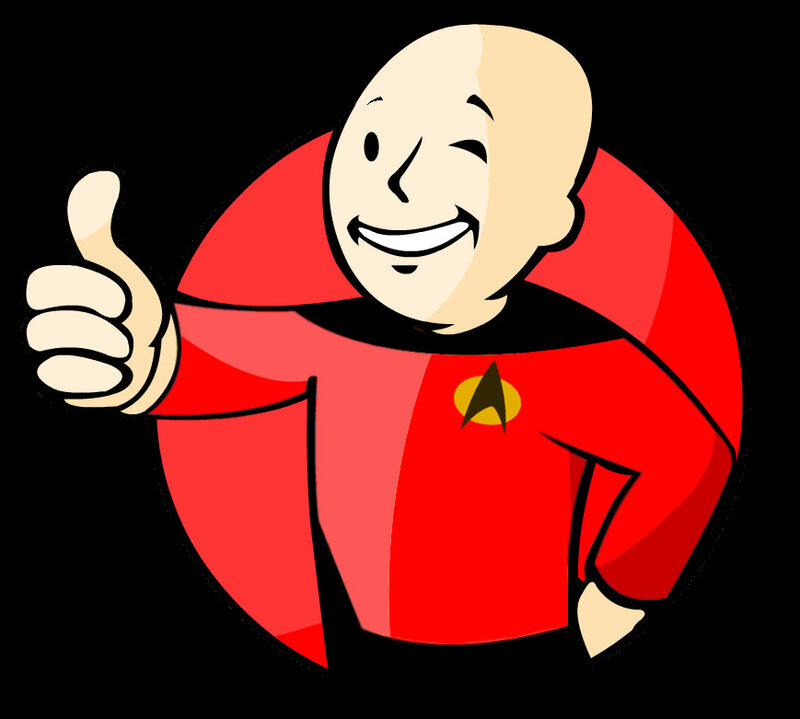 Vault Boy in Star Trek uniform