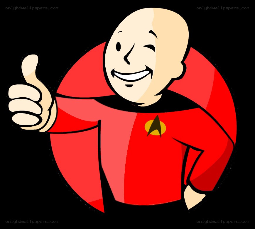Vault Boy in Star Trek uniform