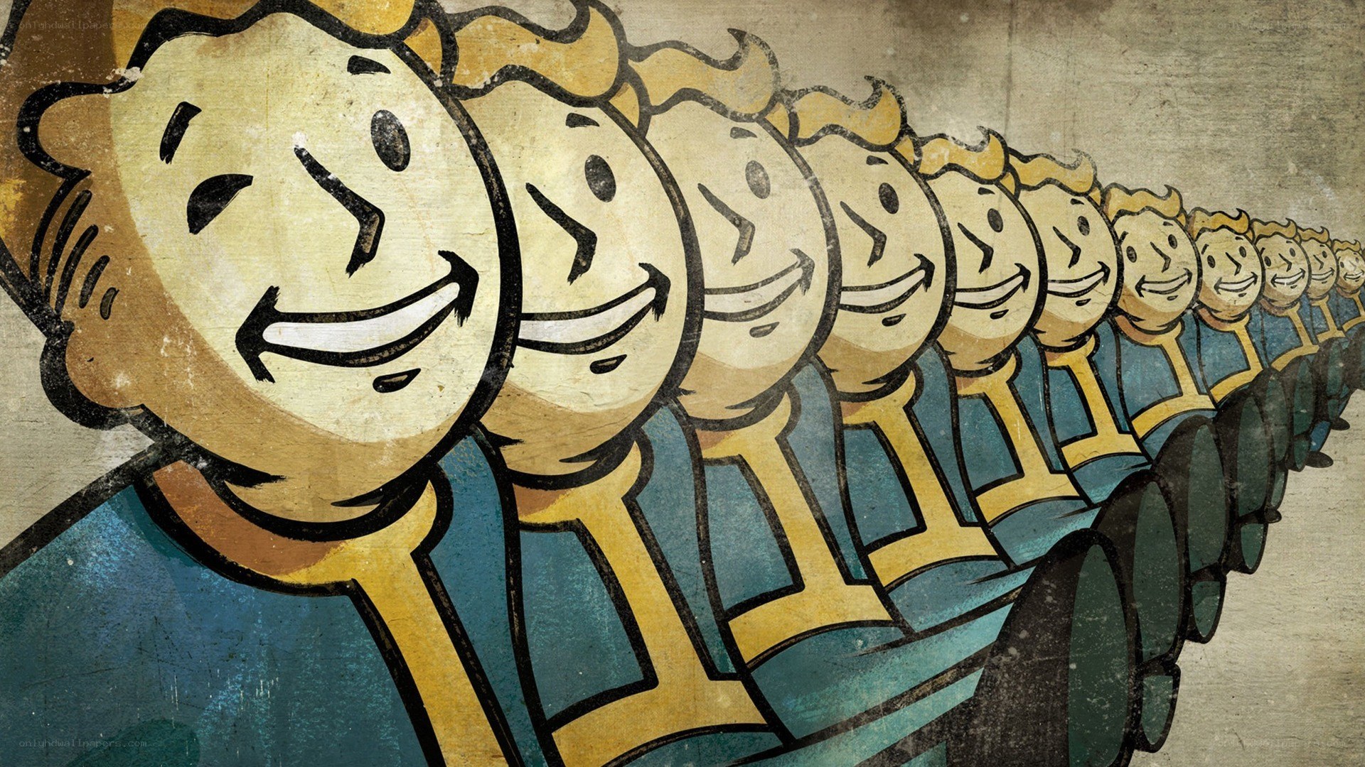 Vault Boy lineup illustration