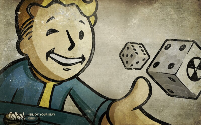 Vault Boy Rolling Dice — Yellow