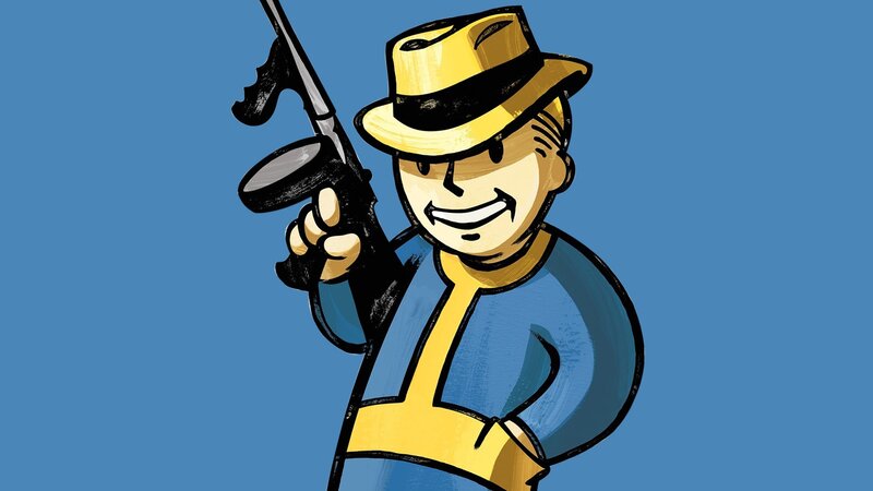 Vault Boy with submachine gun