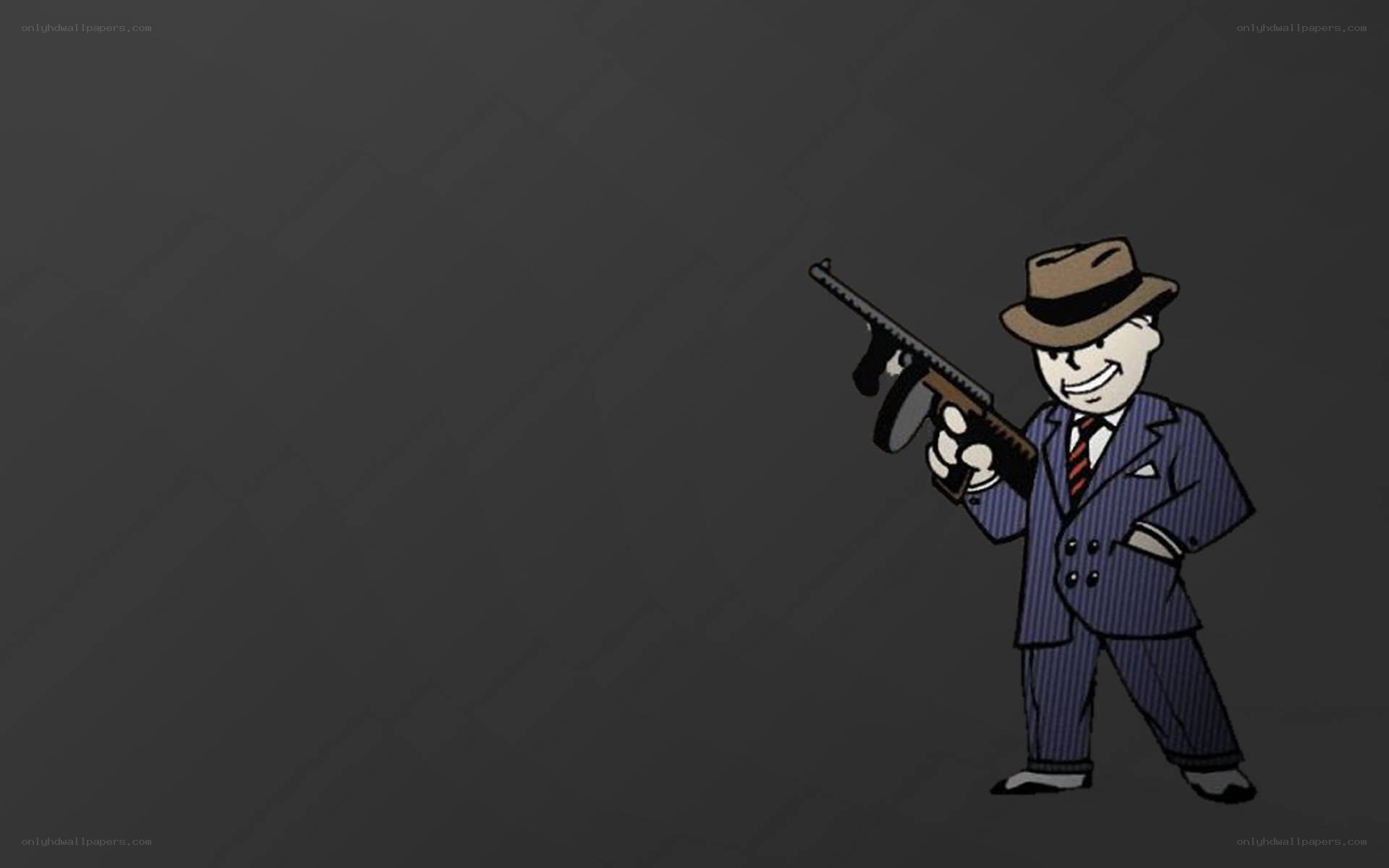 Vault Boy with submachine gun