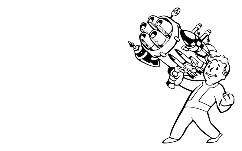 Vault Boy with Weapon — Black