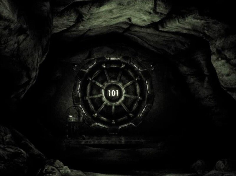 vault door in dark cave