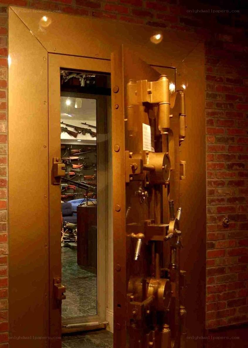 vault door with firearms display