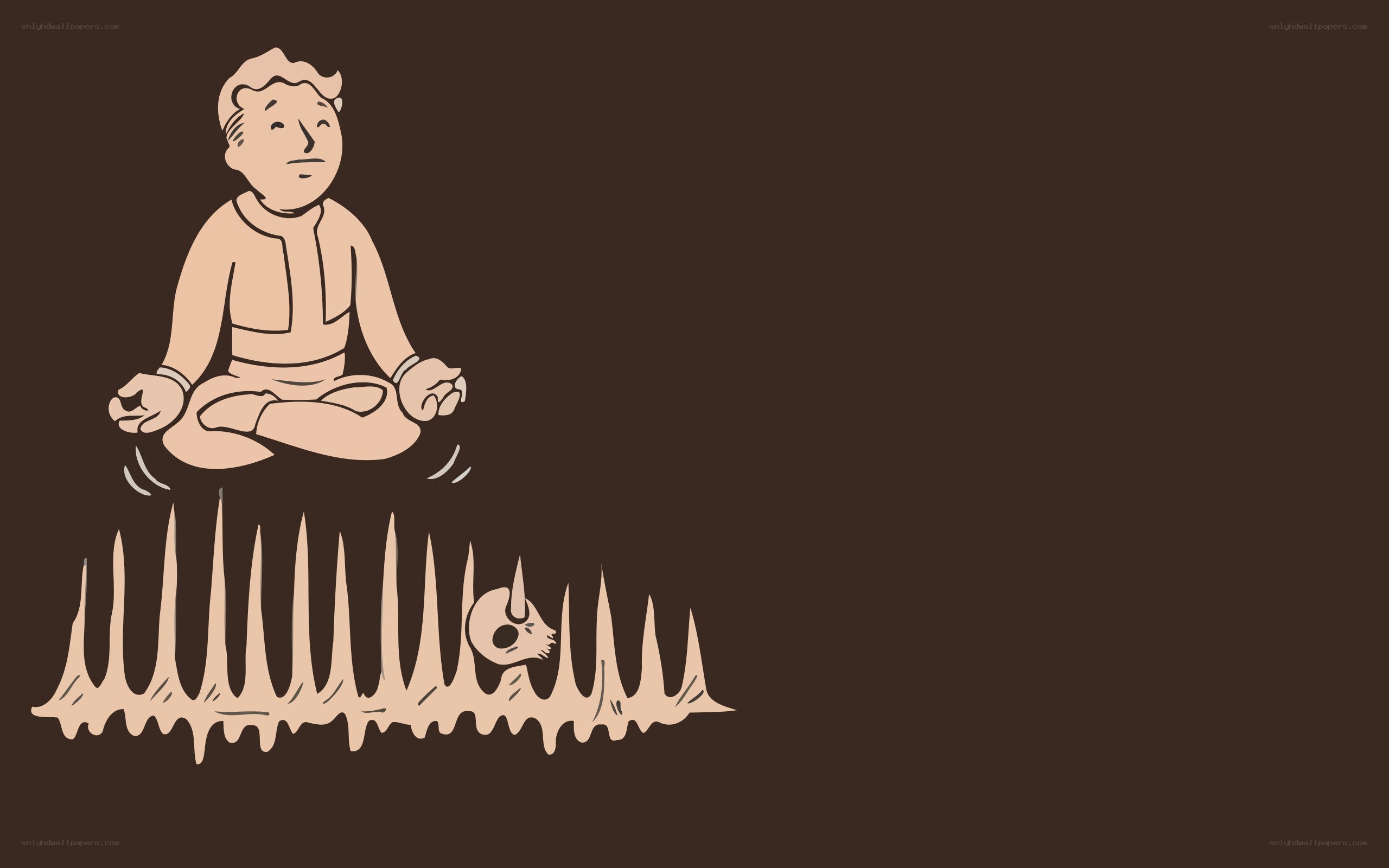 Vault Dweller meditates above spikes