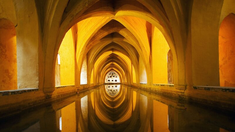 Vaulted Corridor with Water