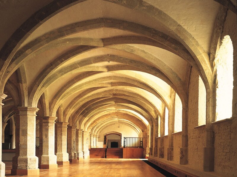 vaulted stone corridor
