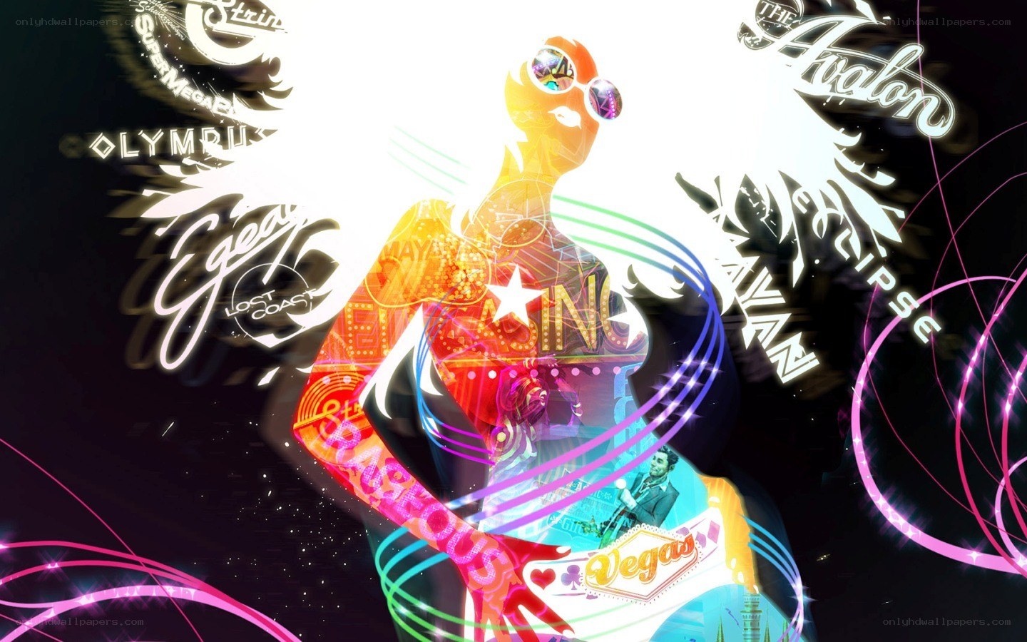 Vegas-themed digital art collage