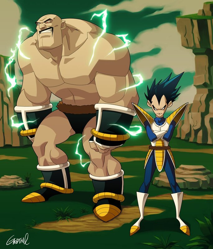 Vegeta confronts a giant warrior