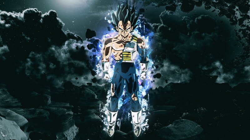 Vegeta in Blue Aura — Dramatic, Night