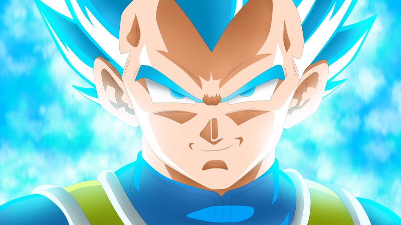 Vegeta in Blue Form — Intense, Anime, Spiky Hair, Blue Aura