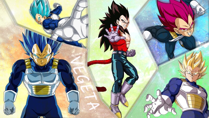 Vegeta in Multiple Forms — Blue, Dramatic