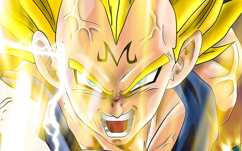 Vegeta in Super Saiyan Form — Yellow, Intense, Anime, Spiky Hair, Lightning