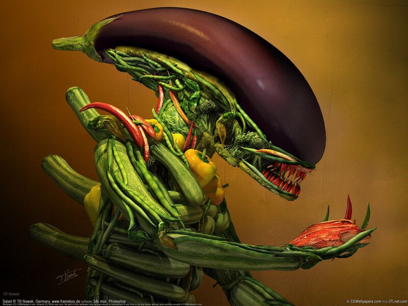 Vegetable Alien Creature — Green, Dramatic