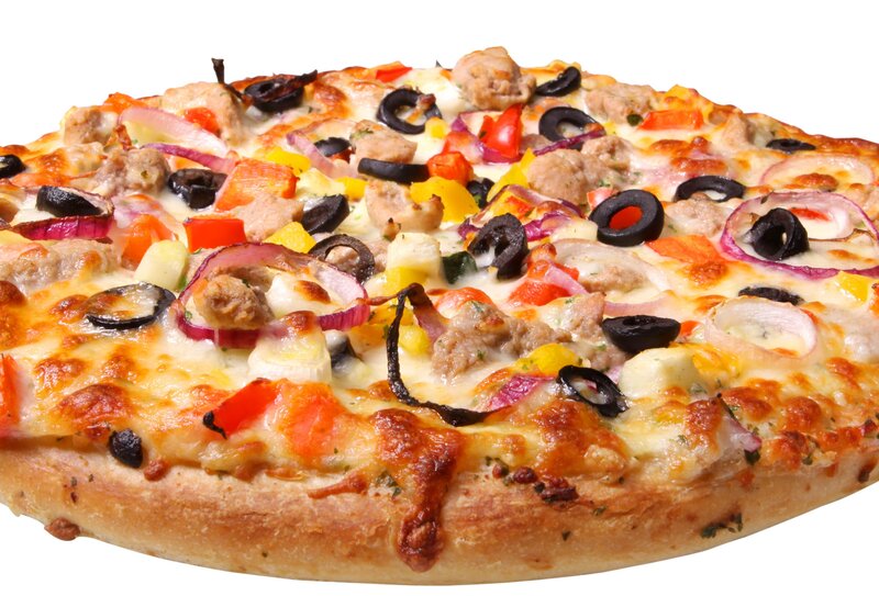 vegetable and sausage pizza
