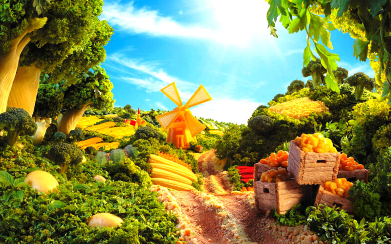 Vegetable Landscape Scene — Green