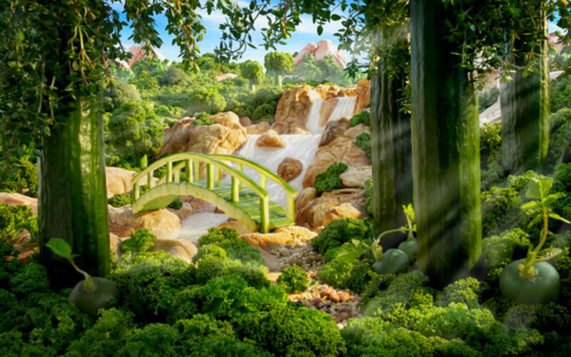 Vegetable Landscape with Bridge