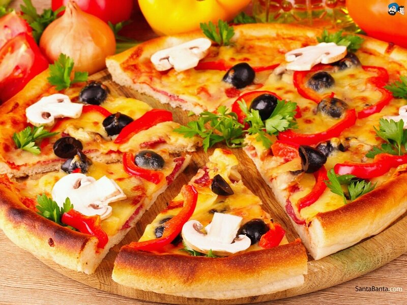 Vegetable Pizza on Board — Yellow