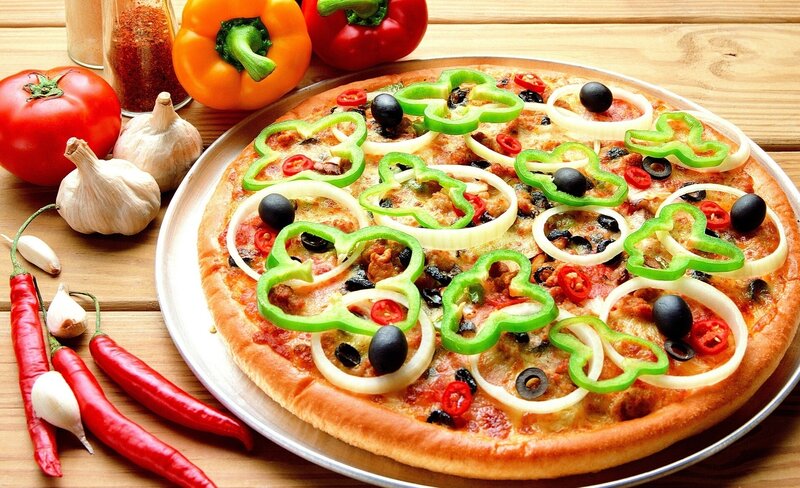 Vegetable Pizza on Tray