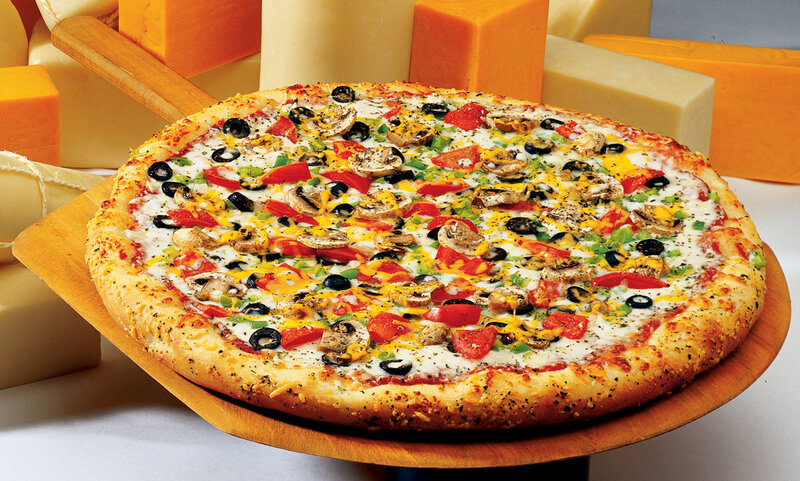 Vegetable Pizza on Wood