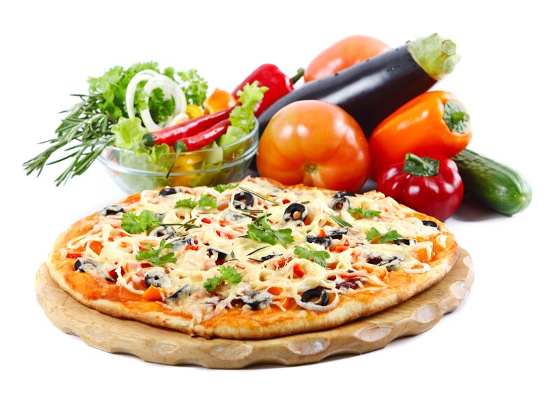 Vegetable pizza with fresh ingredients