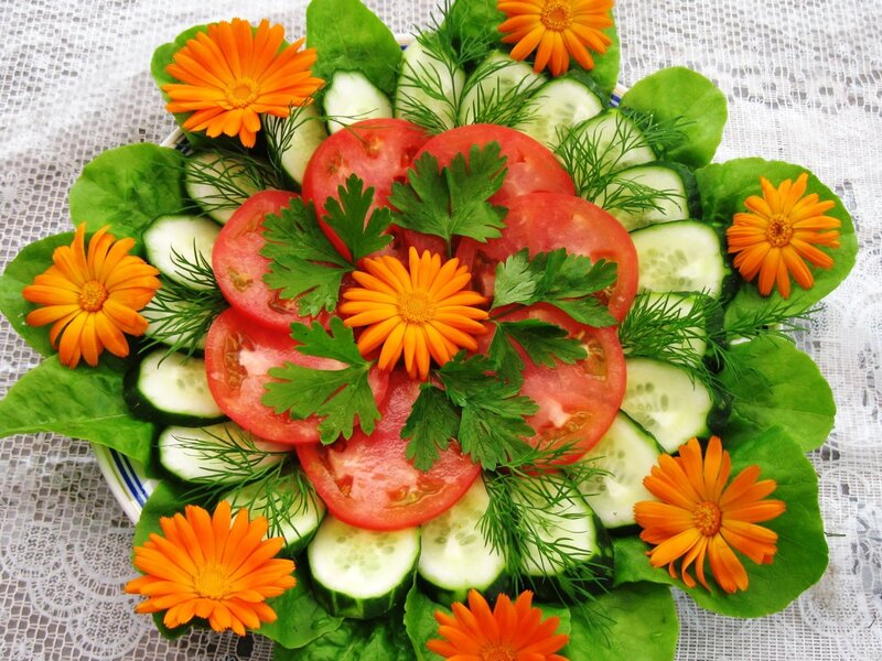 Vegetable Salad with Flowers