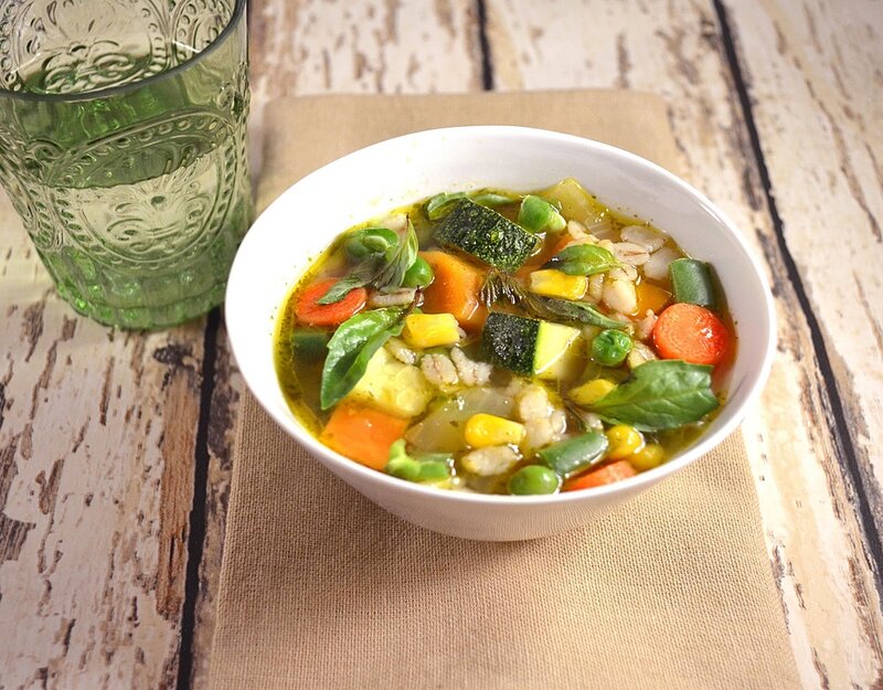 Vegetable Soup in a Bowl — White, Calm