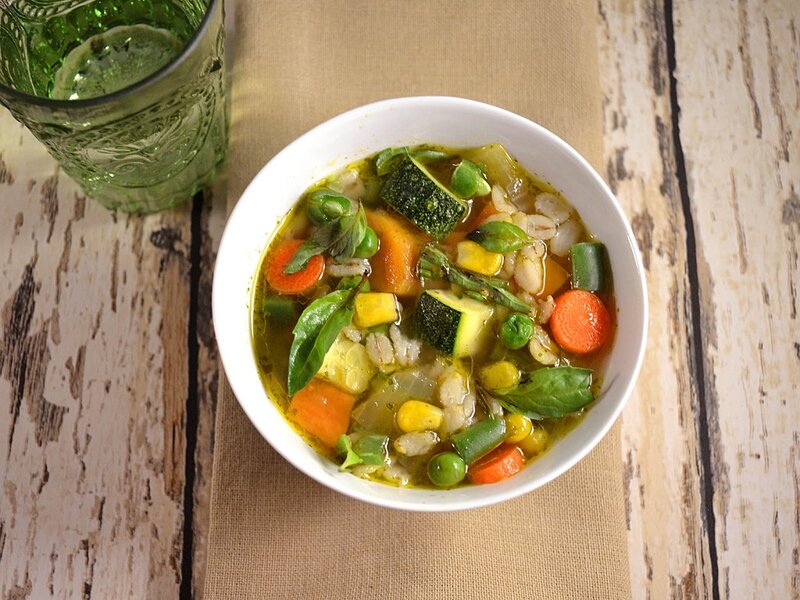 Vegetable Soup in a Bowl — White