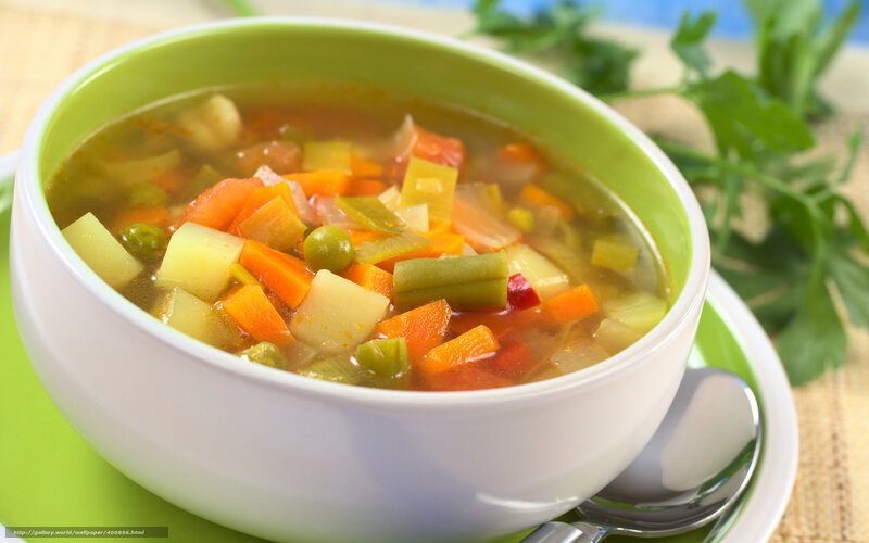 Vegetable Soup in Bowl — Green