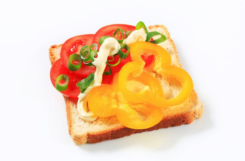 vegetable toast on white bread
