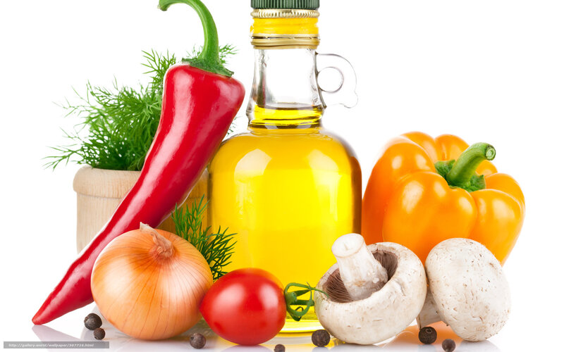 Vegetables and Oil Bottle