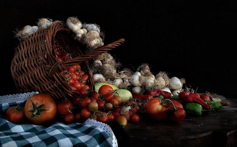 Vegetables in a Basket — Brown